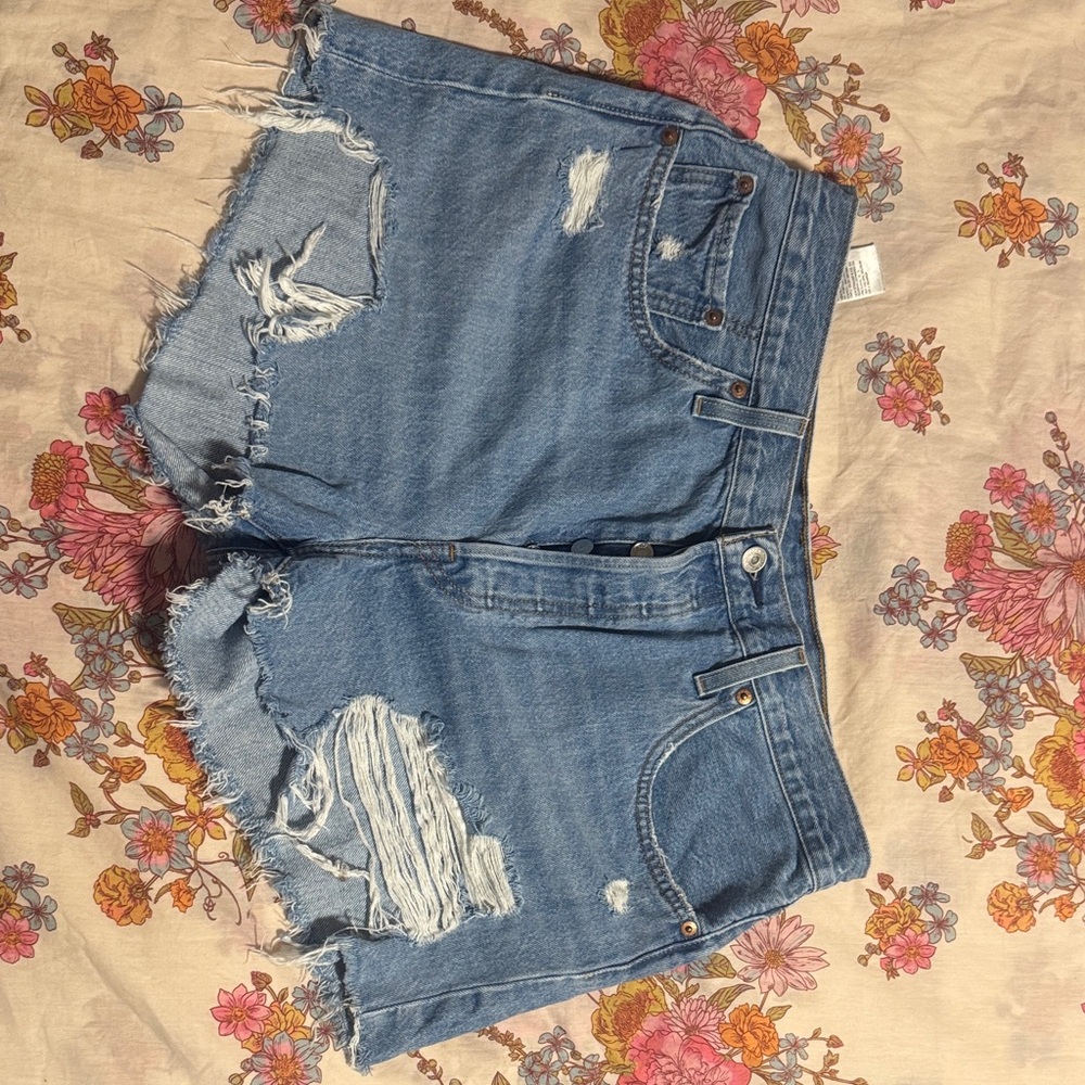 Levi's Light Blue Distressed Jean Shorts